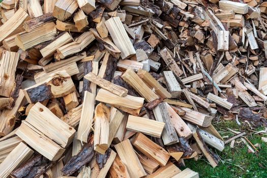 Pile of firewood, preparation for the winter season