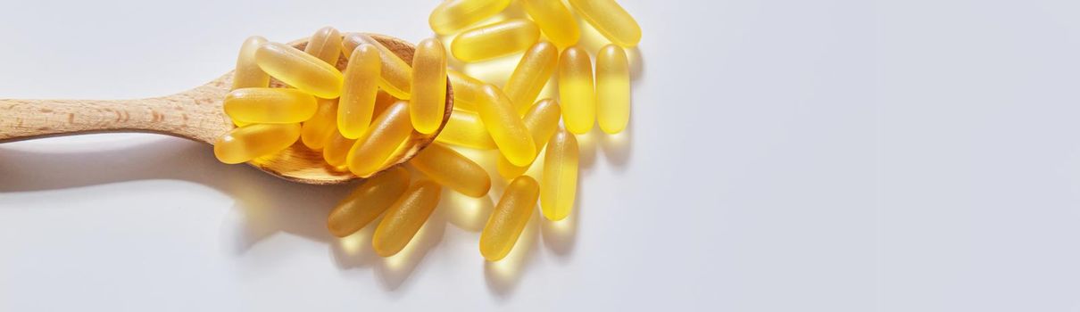 omega 3 gel capsules isolated on white background.selective focus.food