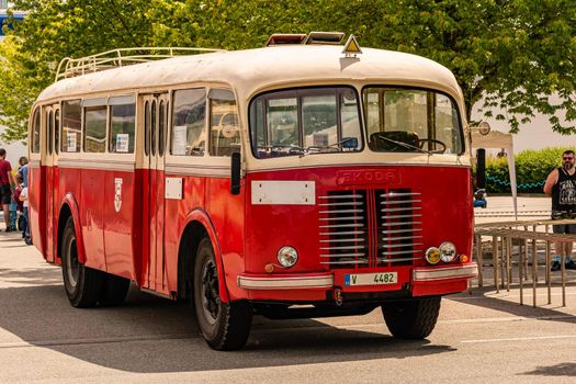 Brno Czech Republic - June 4, 2021 exhibition of oldmobils Skoda 706 RO, historic C zech bus 1947 1958