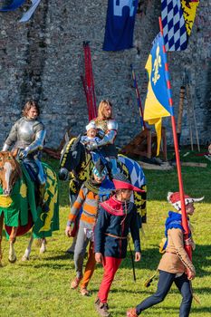 WYWAR CASTLE FEST, demonstrations of knightly fights Procession of knights and squires at the end of the tournament