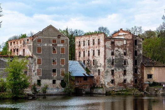The old crumbling building of the old mill in Breclav. Illustrative photo