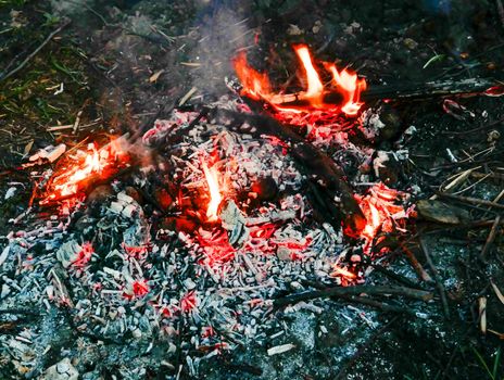 Burning coals. burning charcoal as background