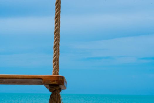 Sea tropical lighthouse wooden beach swing nature beautiful water travel, for sunny outdoor from background from leisure wood, environment caribbean. Tree concept bright,