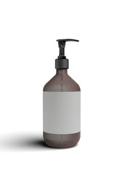 cosmetic bottle mockup with silver cap. realistic illustration. 3d rendering