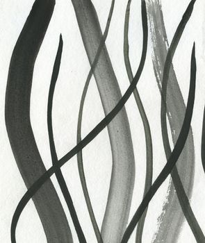 Abstract Gray Watercolor Drawing. Hand Drawn Grey Background Texture. Background Illustration Wavy Lines in Hand Drawn Sketch Art.