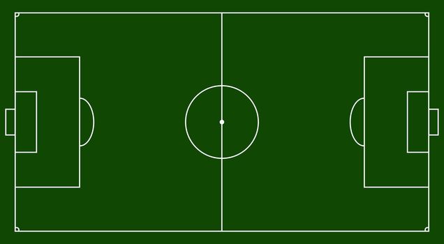 Green football field. Soccer field illustration. Green color background top view. Graphic court for creating games.