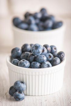 fresh blueberry in ceramic pot. High quality photo