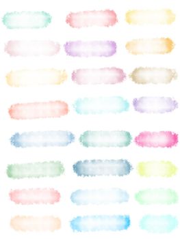 Watercolor swatches set. Collection pastel strokes paint. Various shades colors spots decoration isolated