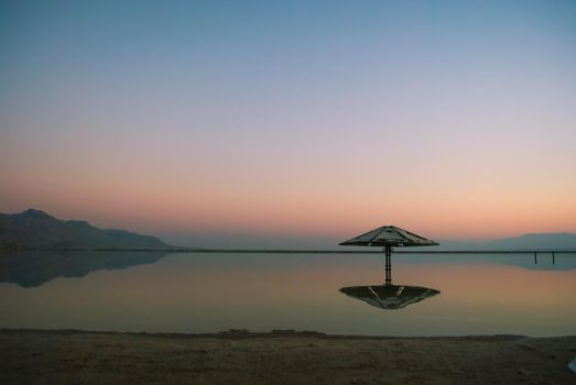 Beautiful calm sunrise at Dead Sea in Israel