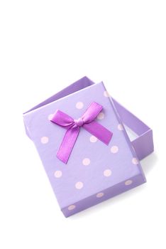 purple gift box with bow isolated on white background