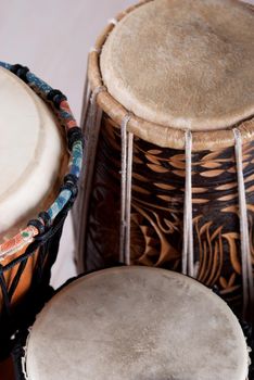 variation of ethnic drums different sizes from small to huge