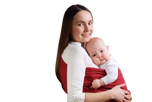 Mother carring baby in sling. High quality photo