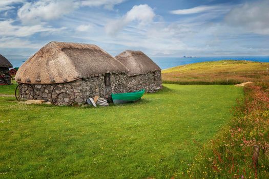Traditional stone farmhouse at Skye Museum of Island Life, Isle of Skye, Scotland, UK