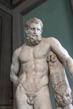 Florence, Italy - Circa March 2022: Hercules antique sculpture - classical statue, strong man body