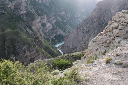 North-eastern Caucasus. The Republic of Dagestan. A fragment of the Sulak River in the famous Sulak Canyon
