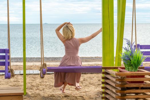Swing travel happy summer sea beach woman leisure thailand asia, for dream phuket in tropical for girl paradise, blue peaceful. Happiness calm landscape,