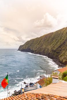 Lighthouse Arnel on the Sao Miguel Island in the Azores Archipelago, Portugal.