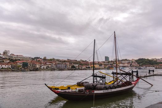 Porto, Portugal : 12 April 2016 : Old town of Porto and river Douro at sunset, Portugal.