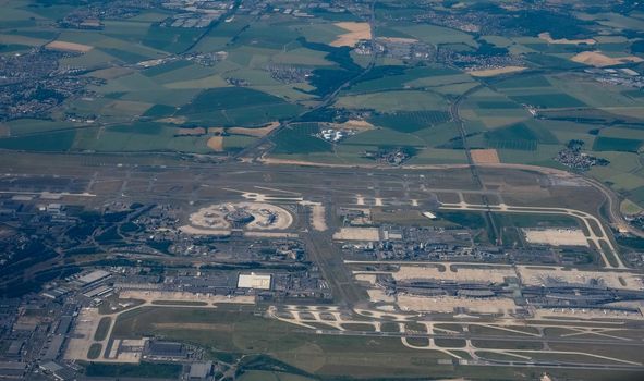 Aerial view of the Charles de Gaulle airport in Paris, France