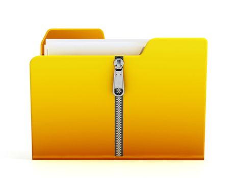 Compressed folder icon isolated on white background. 3D illustration.