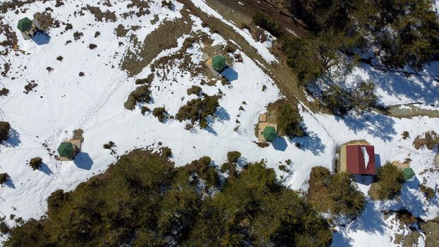 Snowy mountain in Eskisehir Turkey aerial view