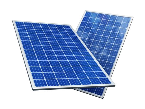 Photovoltaic solar panels isolated on white background. 3D illustration.