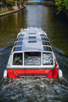 16 October 2016 , Eskisehir Turkey Touristic boats on the porsuk river