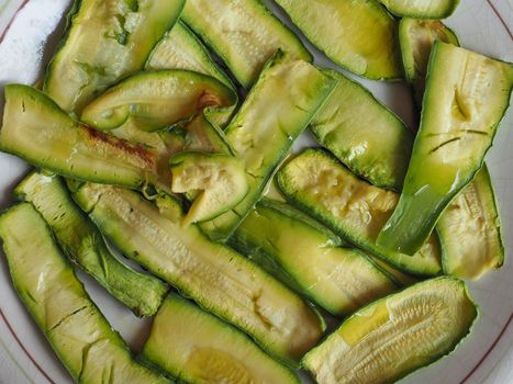 zucchini aka courgettes vegetables vegetarian food in a dish