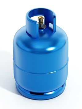 Blue gas cylinder isolated on white background. 3D illustration.