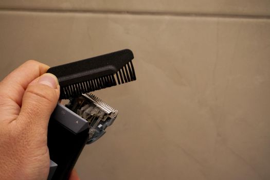 Hair trimmer charge and maintenance close up view