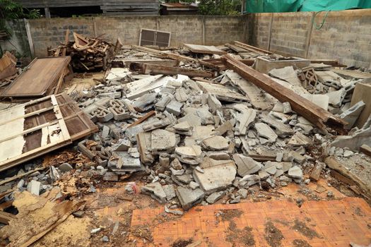 Pile of rubble of a demolished building