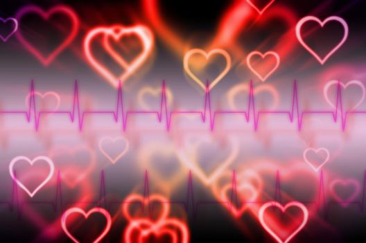 abstract pulse with magic heart background
