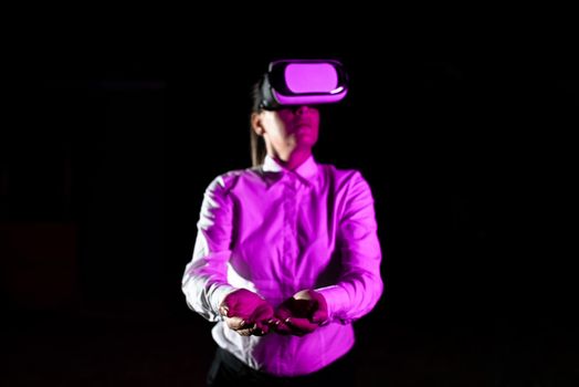 Woman Taking Professional Training Through Virtual Reality Goggles.