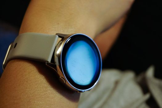 Smart watch on woman wrist