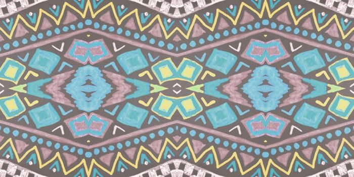 Abstract tribal ribbon. Seamless ethnic pattern. Vintage aztec background. Peru native print. Geometric tribal ribbon. Art navajo design for textile. Hand drawn maya ornament.