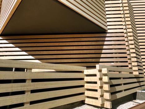 Wooden outer wall girders of modern museum in Eskisehir