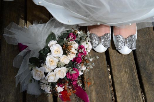 Bride bouquet flower close up view