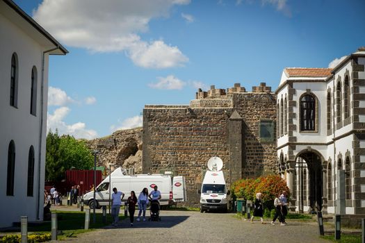 8 May 2022 Diyarbakir Turkey. Turkish Radio Television live broadcast vehicles