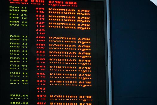 7 May 2022 Ankara Turkey. Led departure chart board at Esenboga airport in Ankara Turkey