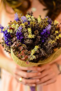 Bride bouquet flower vivid image in the nature close up