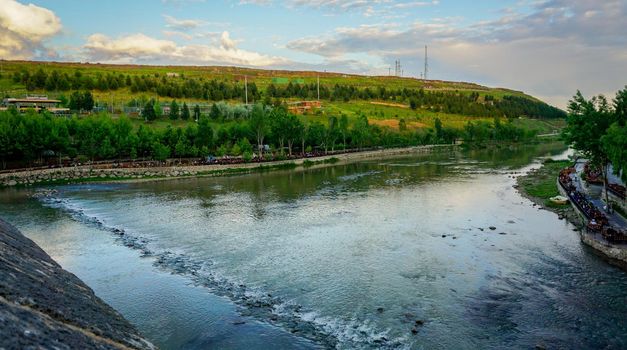 8 May 2022 Diyarbakir Turkey. Ten eyed ongozlu bridge on Dicle river in Diyarbakir