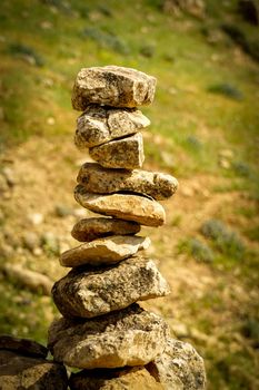 Rock balancing in the nature