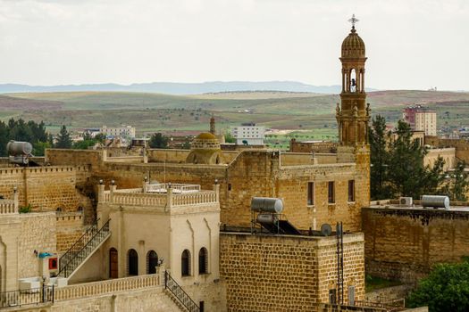 12 May 2022 Midyat Mardin Turkey. Cityscape and churches of Midyat Turkey