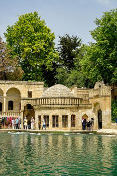 14 May 2022 Sanliurfa Turkey. Urfa Balikligol Halil ul Rahman mosque at Sanliurfa Turkey