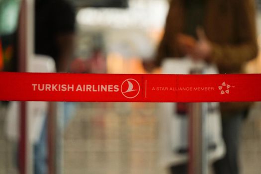 7 May 2022 Ankara Turkey. Turkish airlines check in lines in Esenboga airport