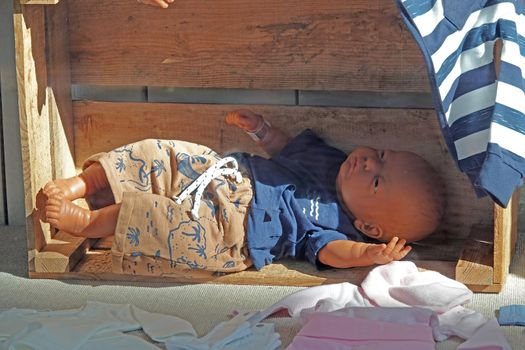 Realistic baby doll with nice clothes on. This doll looks like a real newborn baby. A nice toy for little girls.