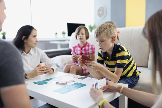 Portrait of children spend time with parents, mother entertain kids with games on holiday. Childhood, fun, family, love, parenthood, development concept