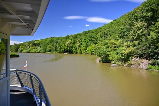 Brno Dam. Beautiful summer landscape in the Czech Republic. View from the cruise ship.