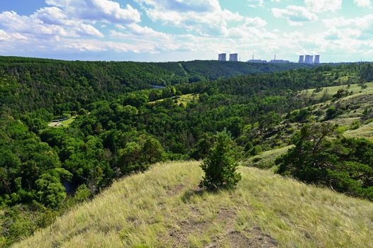 Beautiful summer landscape in the Czech Republic. Mohelen serpentine steppe in summer. (Mohelenska hadcova step)