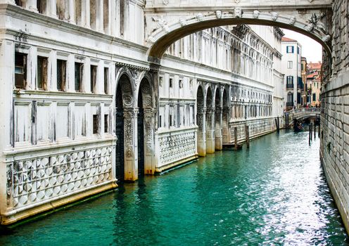 Bridge of Sighs - Ponte dei Sospiri. A legend says that lovers will be granted eternal love if they kiss on gondola at sunset under the Bridge. Venice, Italy.